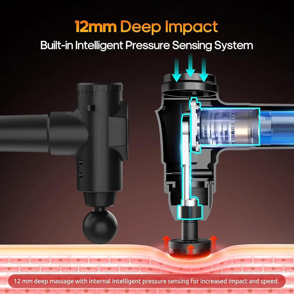 Heat & Freeze Massage Gun – 10-in-1 Deep Tissue Percussion Therapy | Muscle Relief for Athletes & Family, Gifts for Men, Silent, Black