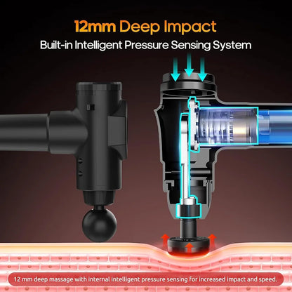 Heat & Freeze Massage Gun – 10-in-1 Deep Tissue Percussion Therapy | Muscle Relief for Athletes & Family, Gifts for Men, Silent, Black