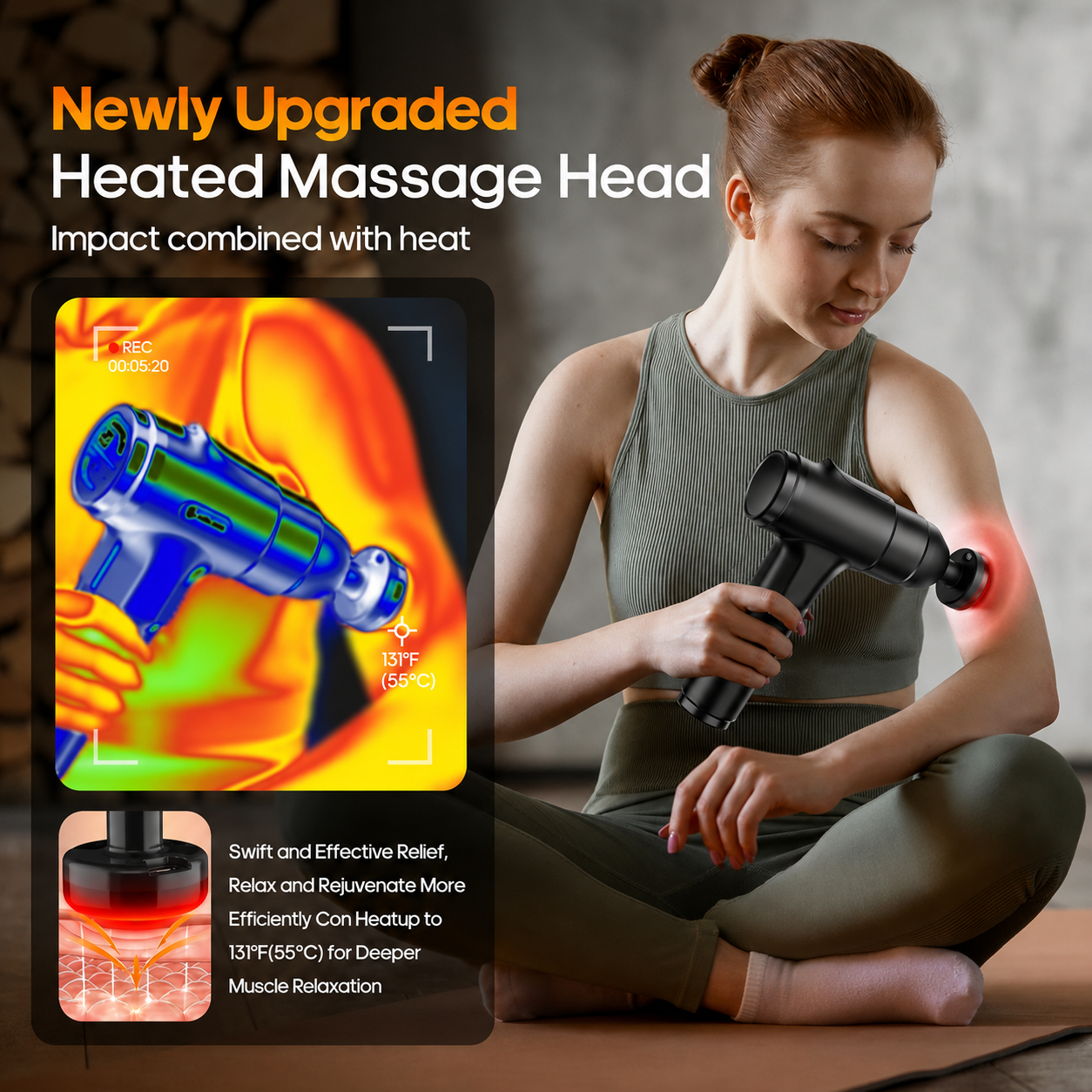 Heat & Freeze Massage Gun – 10-in-1 Deep Tissue Percussion Therapy | Muscle Relief for Athletes & Family, Gifts for Men, Silent, Black